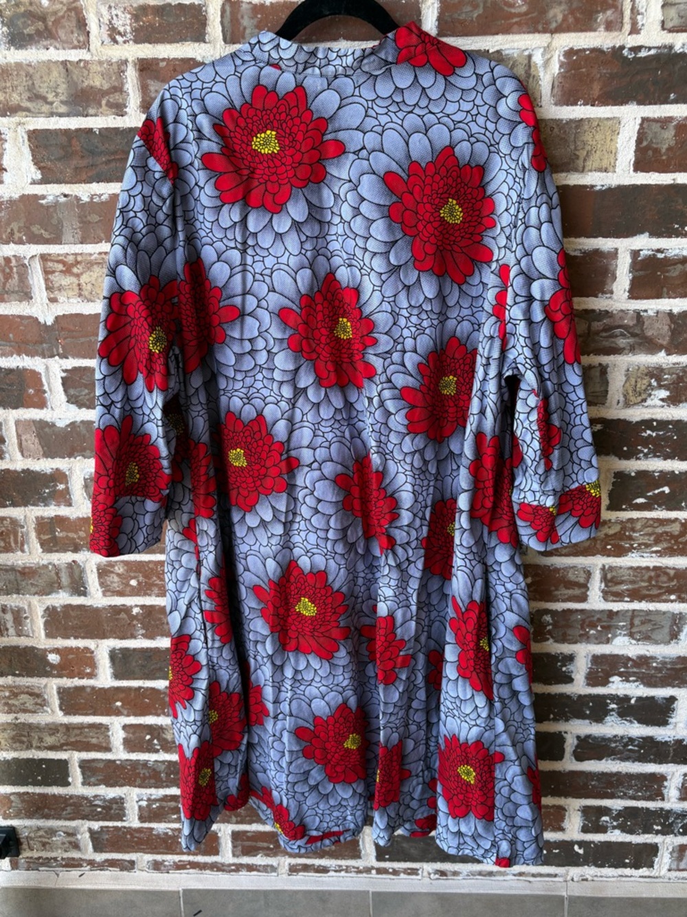 Zuri Kenya Gray-Blue Red Floral Shirt Dress Size 2X - Picture 10 of 11